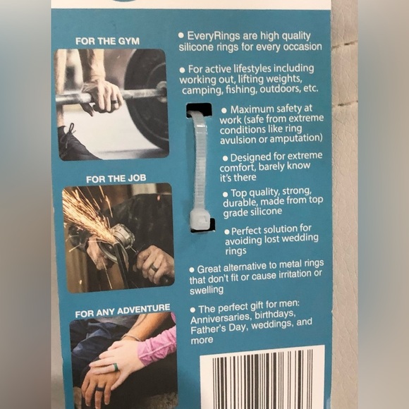 Everyrings 10pc blue gray black silicone rings set size medium new - Picture 2 of 10